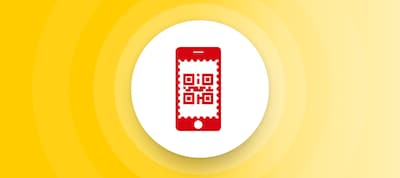 Abbildung eines Smartphones mit angezeigtem QR-Code.